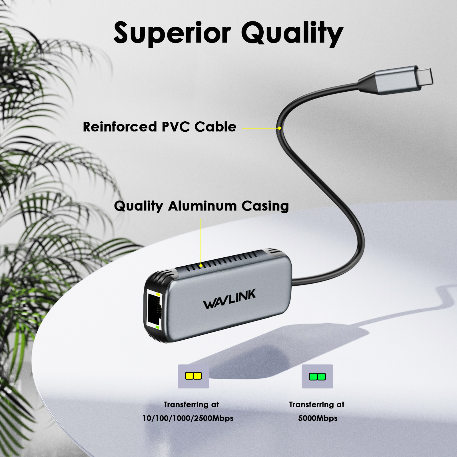 Wavlink USB C to Ethernet Network Adapter 5Gbps Driver-free RJ45 Gigabit
