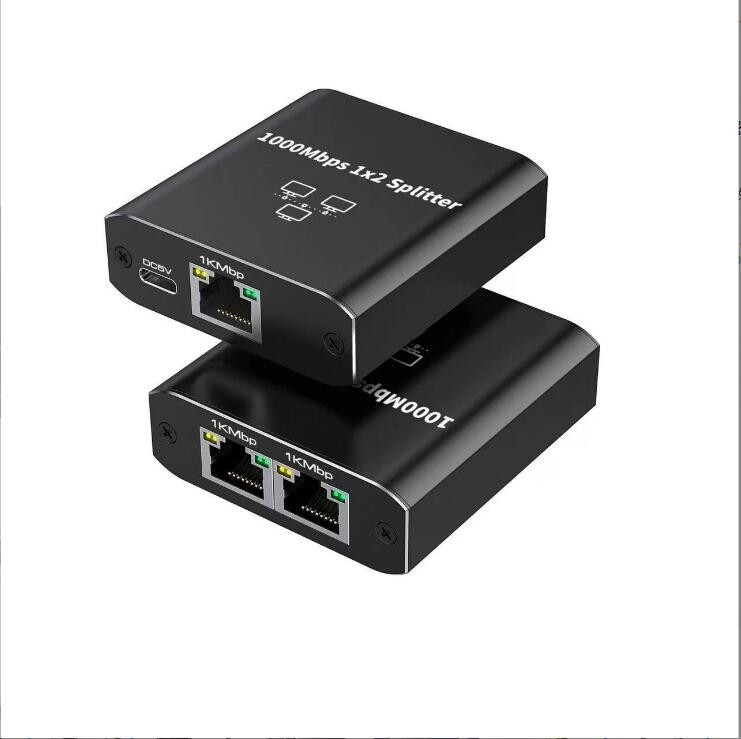 RJ45 Gigabit Ethernet Splitter 1000Mbps LAN Network Internet 1 to 2 Out Adapter