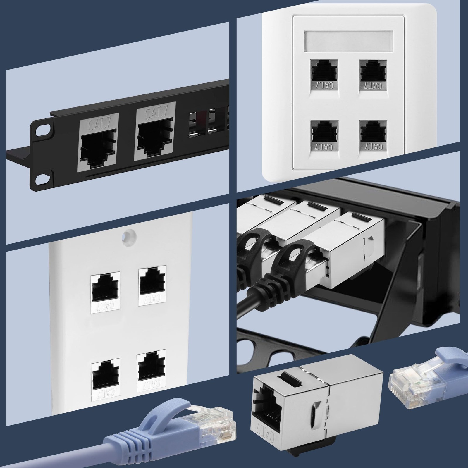 Cat7 RJ45 Keystone Jack Coupler Female Ethernet Network Adapter Module 2 PCS