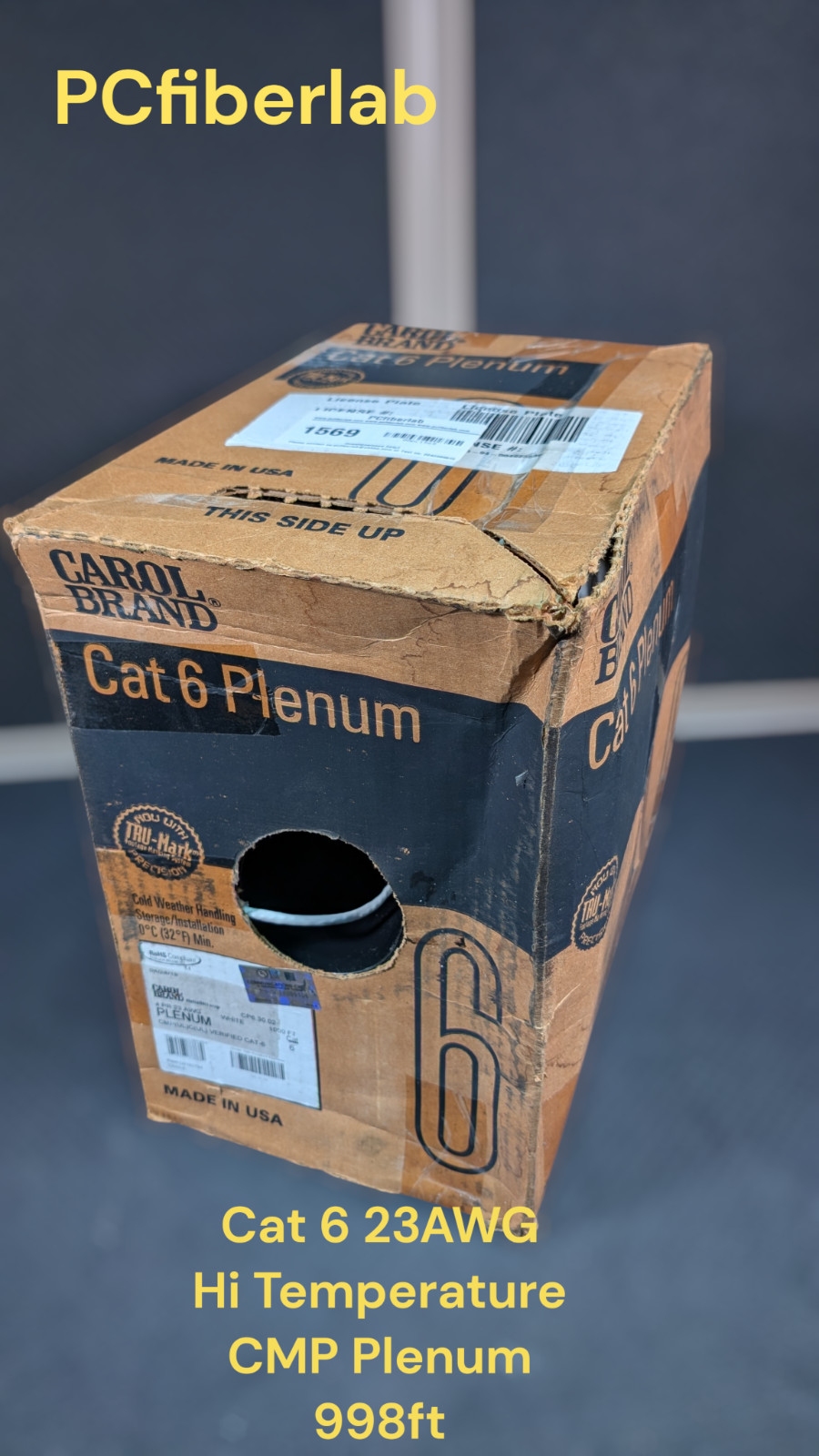 Carol Brand Helix/HiTemp Cat 6 23Awg CMP Plenum White 998ft