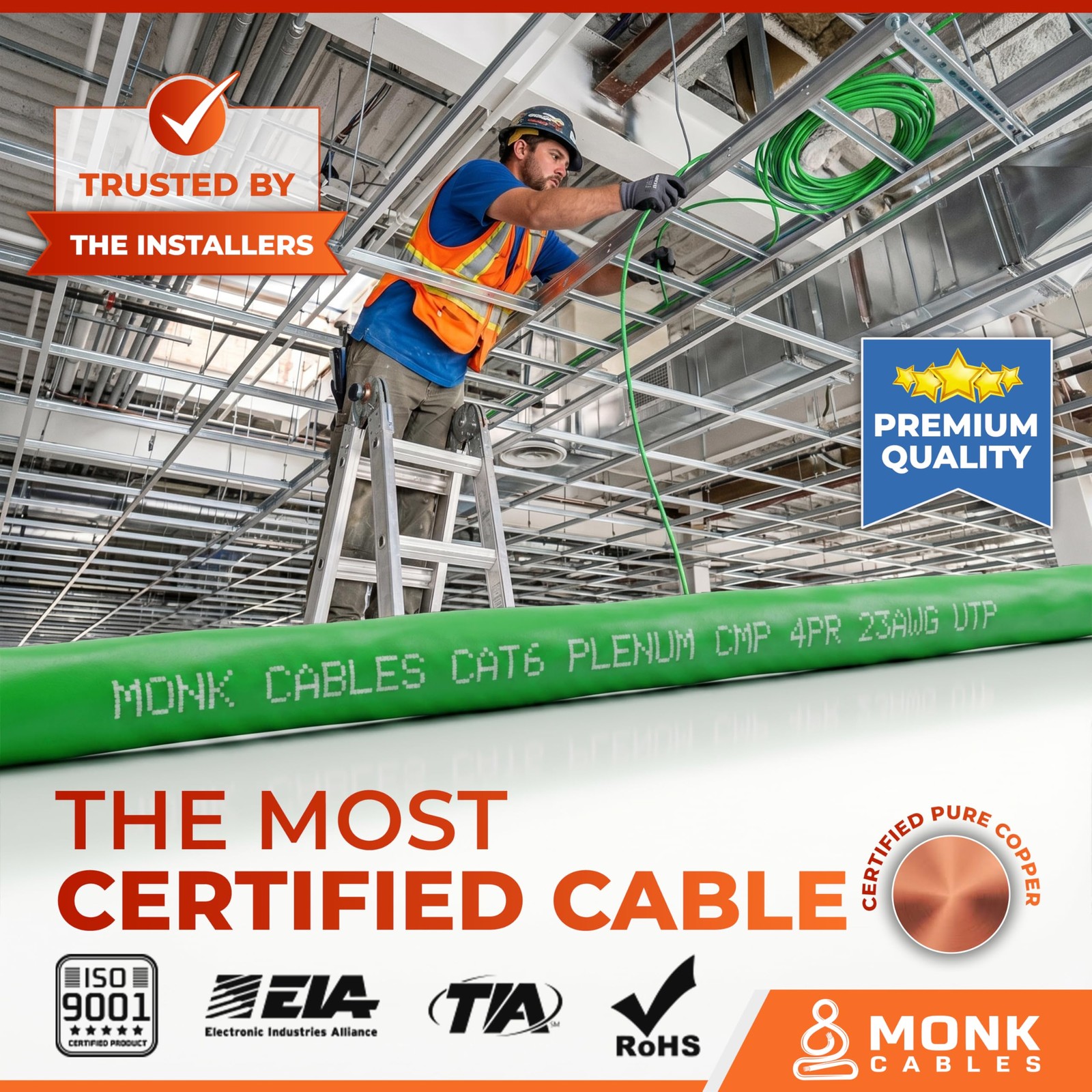 | CAT 6 Ethernet Cable 1000ft | 100% Pure Bare Solid Copper Cat 6 Cable | 23A…