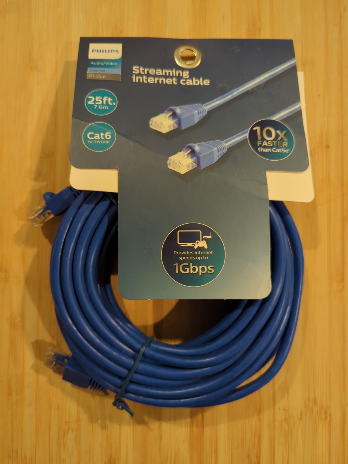 New Philips Cat 6 Ethernet Cable, 25 ft. Blue 1 Gbps 250MHz High Speed Internet