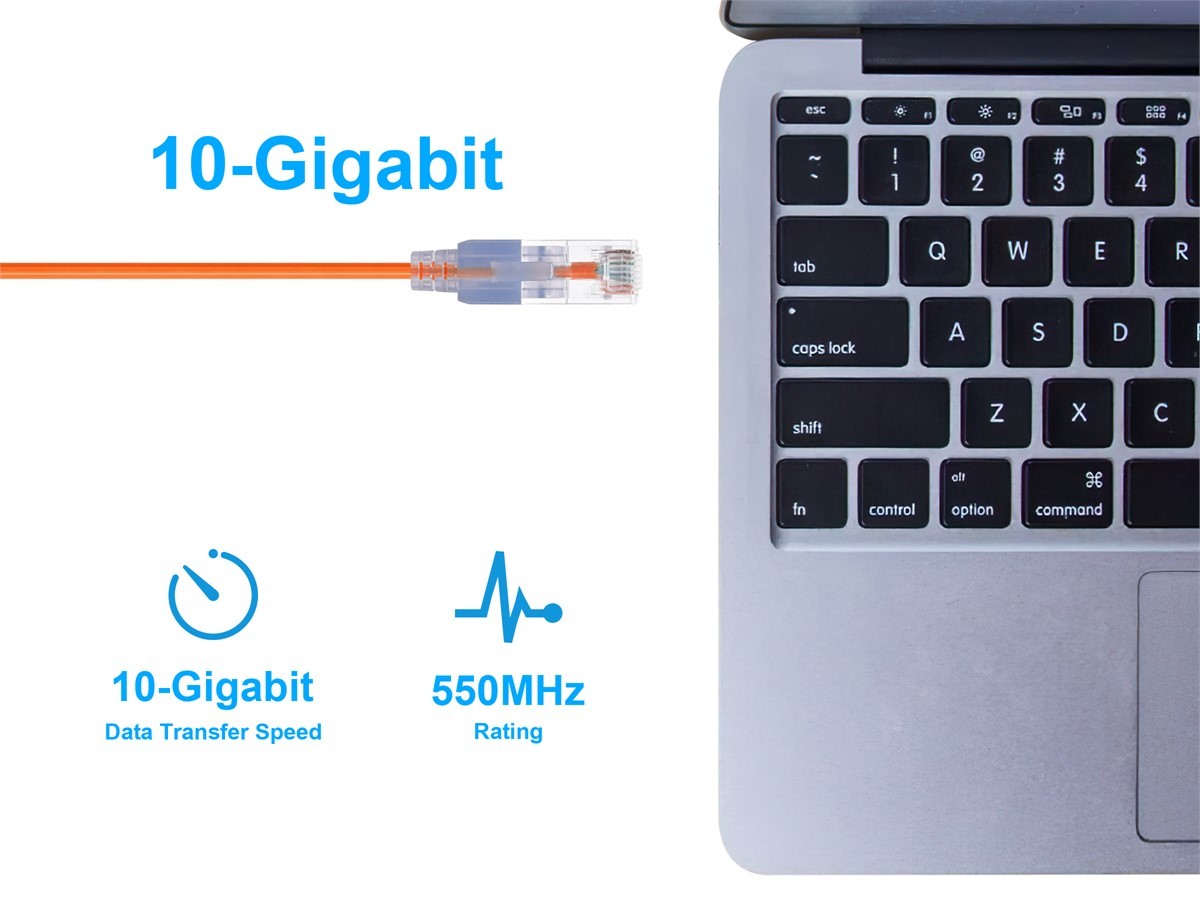 Monoprice Cat6A Ethernet Patch Cable – 3 feet Orange | Snagless RJ45 550Mhz UTP