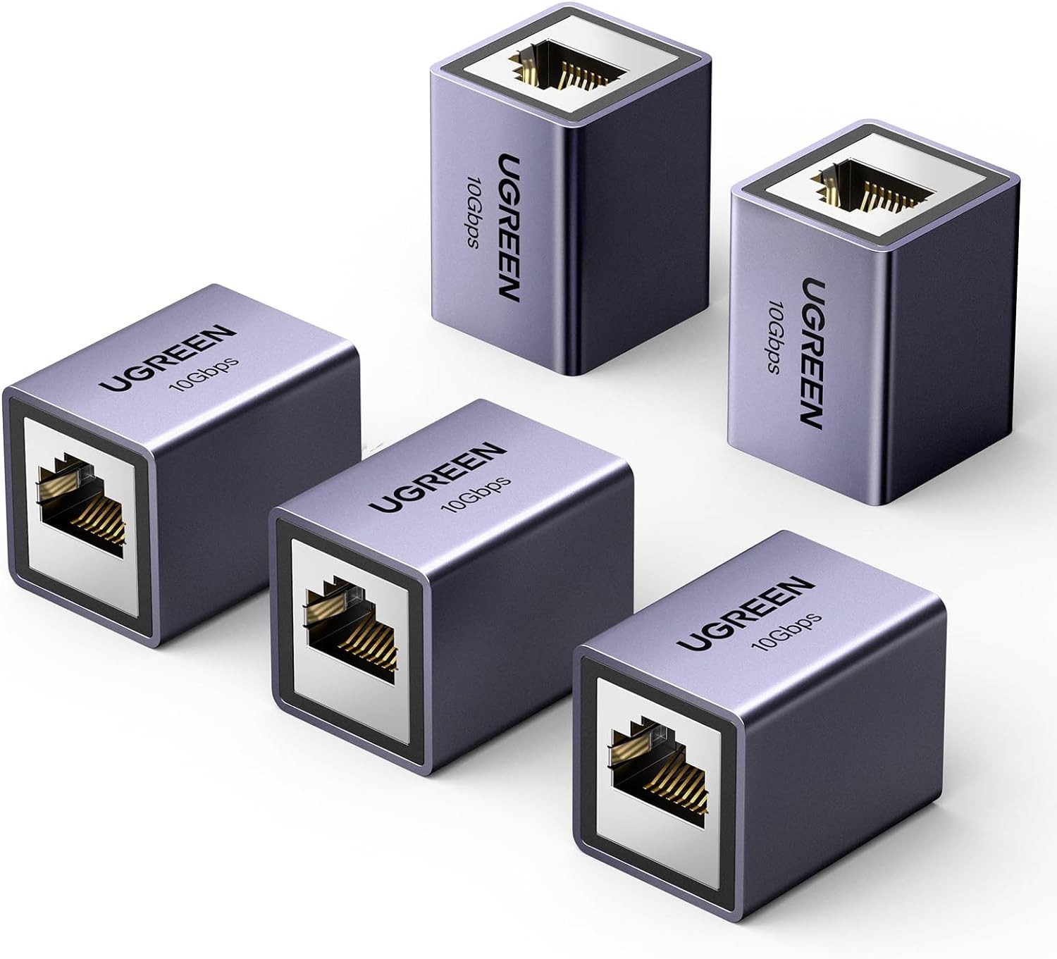 Universal RJ45 Ethernet Coupler 10Gbps – Aluminum 5 Pack for Long-Distance Use