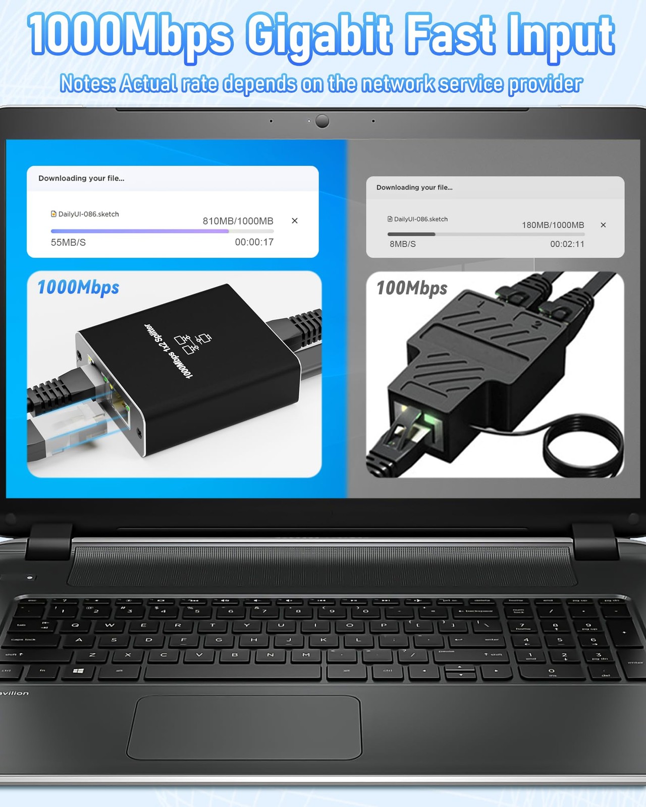 RJ45 Gigabit Ethernet Splitter 1000Mbps LAN Network Internet 1 to 4 Out Adapter