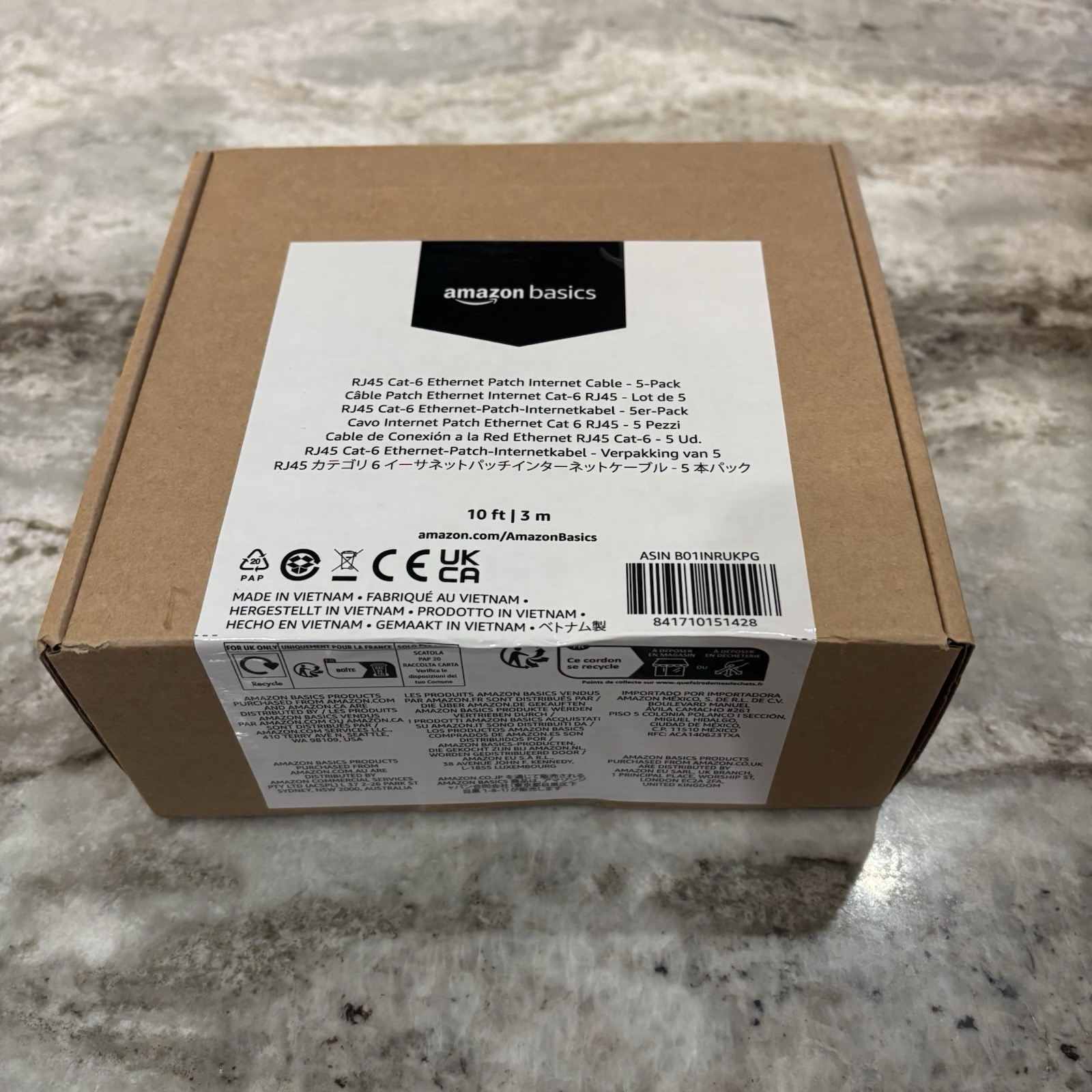 5-pack – RJ45 CAT-6 Ethernet Patch Internet Cable – Black – 10 ft/3 m NEW