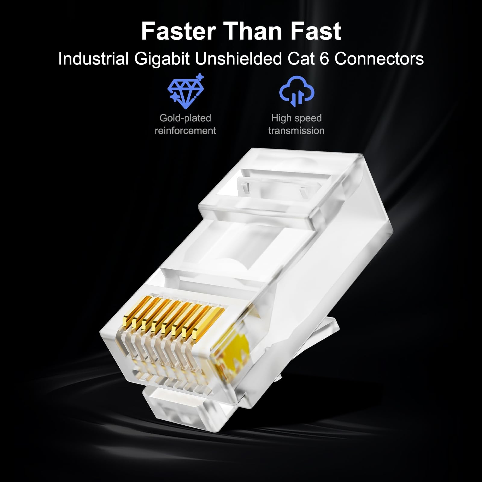 Cat 6 Pass Through RJ45 Connectors 24 to 26 AWG UTP Plug 50 PCS Boots