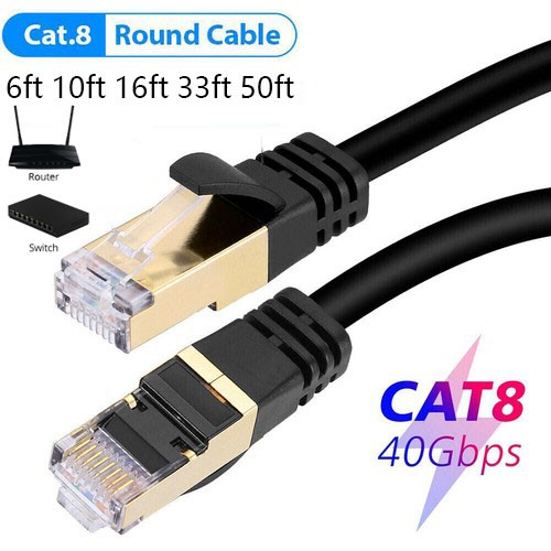 CAT 8 Ethernet RJ45 Cable High Speed 40Gbps LAN Patch Network Gold Plated 6-50ft