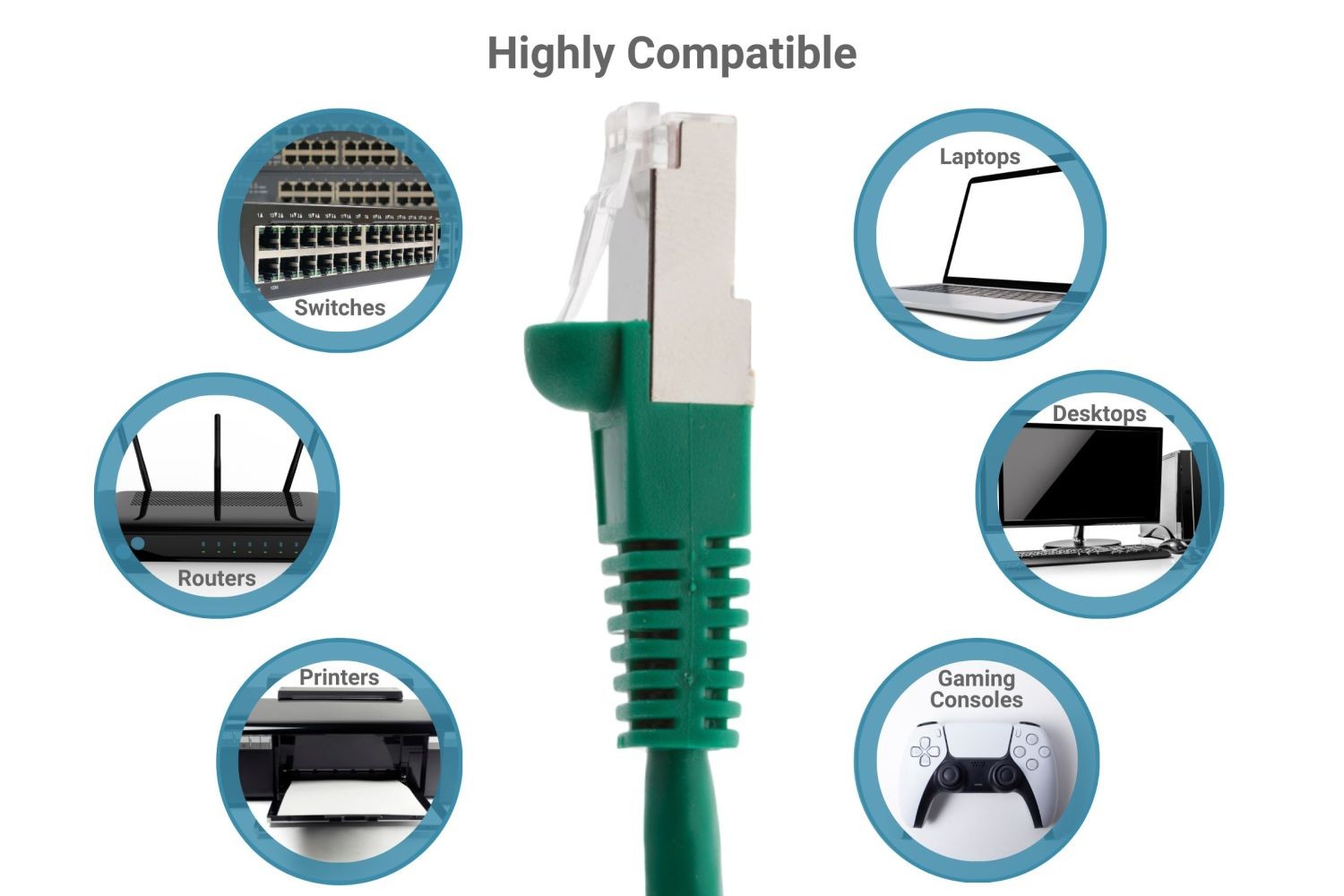 CAT6 Shielded Ethernet Patch Cable, Snagless, 15 Foot, – Lifetime Warranty