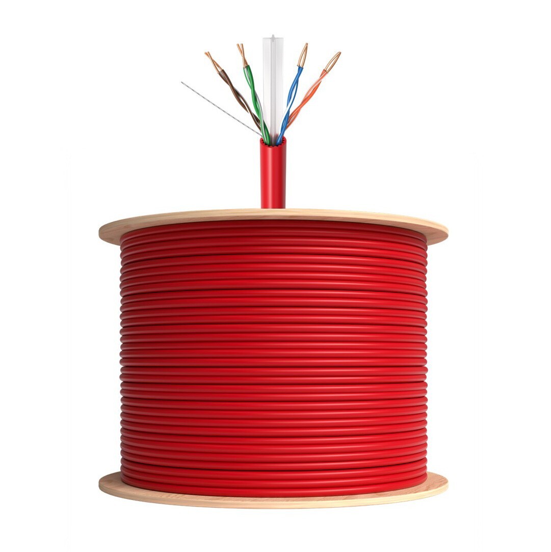 1000ft RED CAT6A UTP Solid Copper Ethernet Cable 23AWG 10Gbps High-Speed Wire