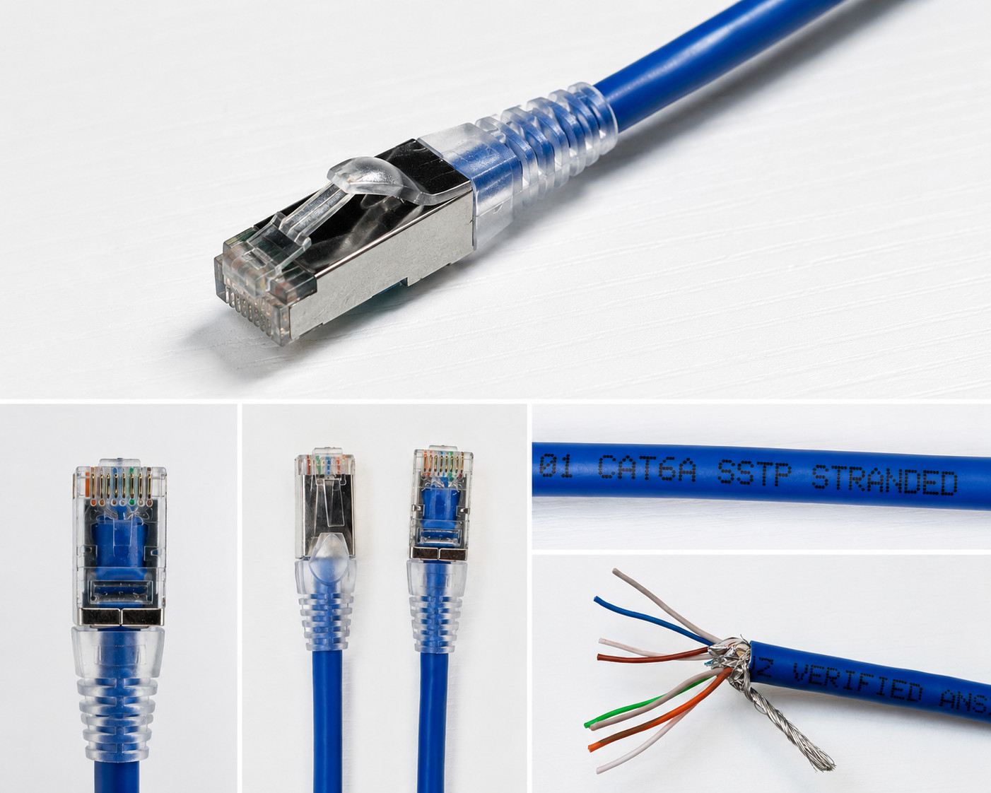 Pylonix 1FT Cat6a Ultra Slim 26AWG Shielded RJ45 Patch Cable Blue 5/10/24 Pack