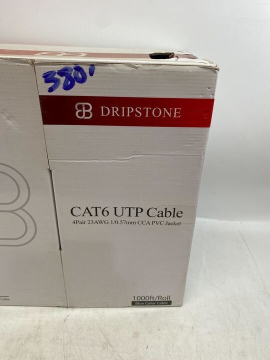 Dripstone CAT6 Ethernet Cable 380ft LAN Wire 23AWG/4PRS Solid CCA UTP 5