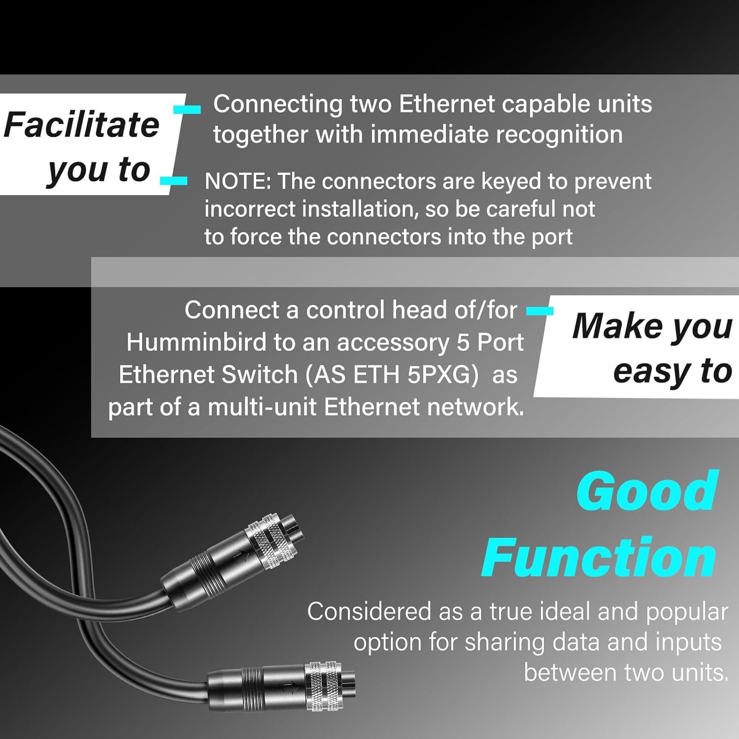 720073-2 10 Feet Ethernet Cable AS EC 10E for Humminbird Helix APEX SOLIX Onix