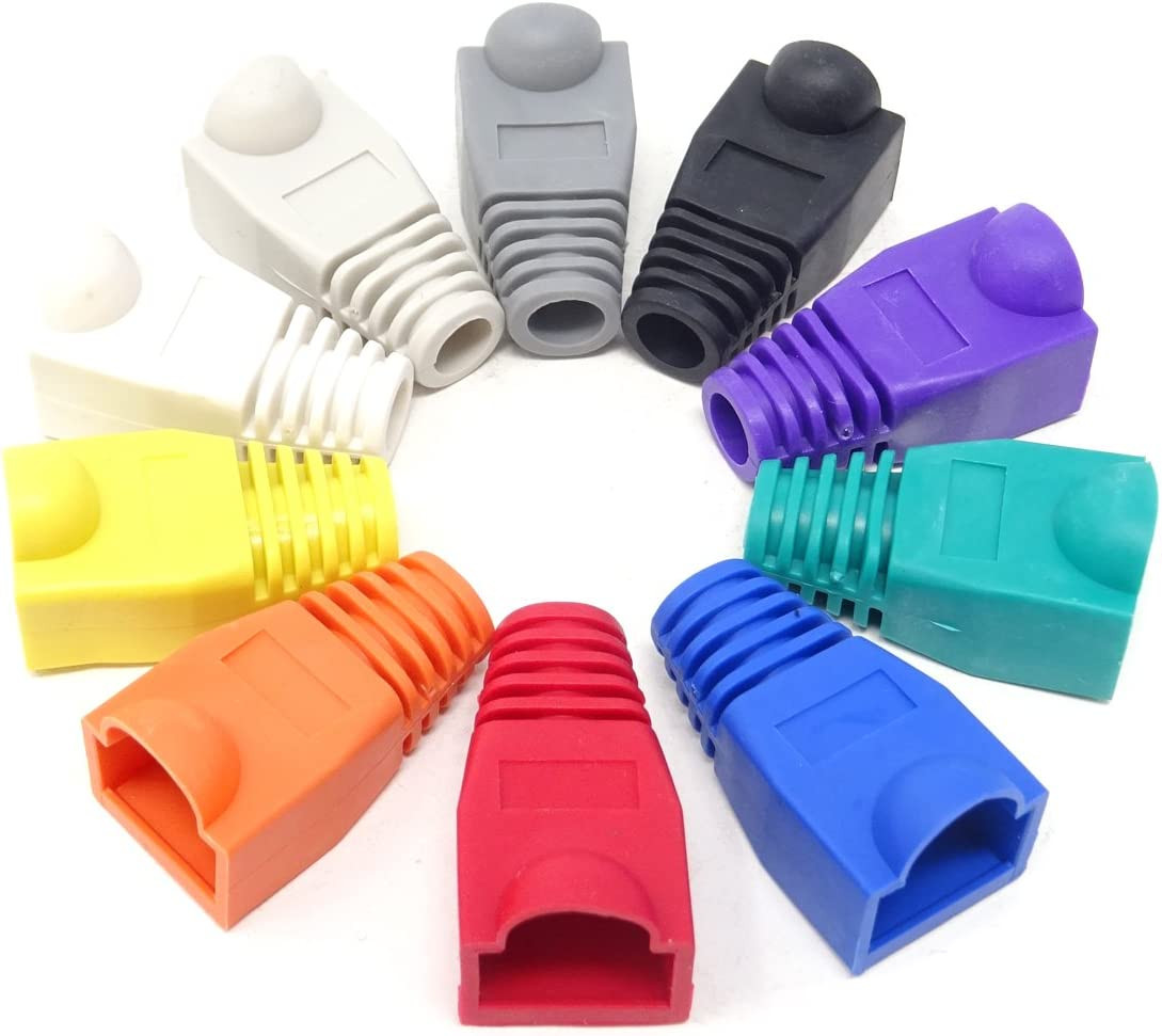 100 Pack Cat5E Cat6 RJ45 Ethernet Network Cable Strain Relief Boots Plug Cover