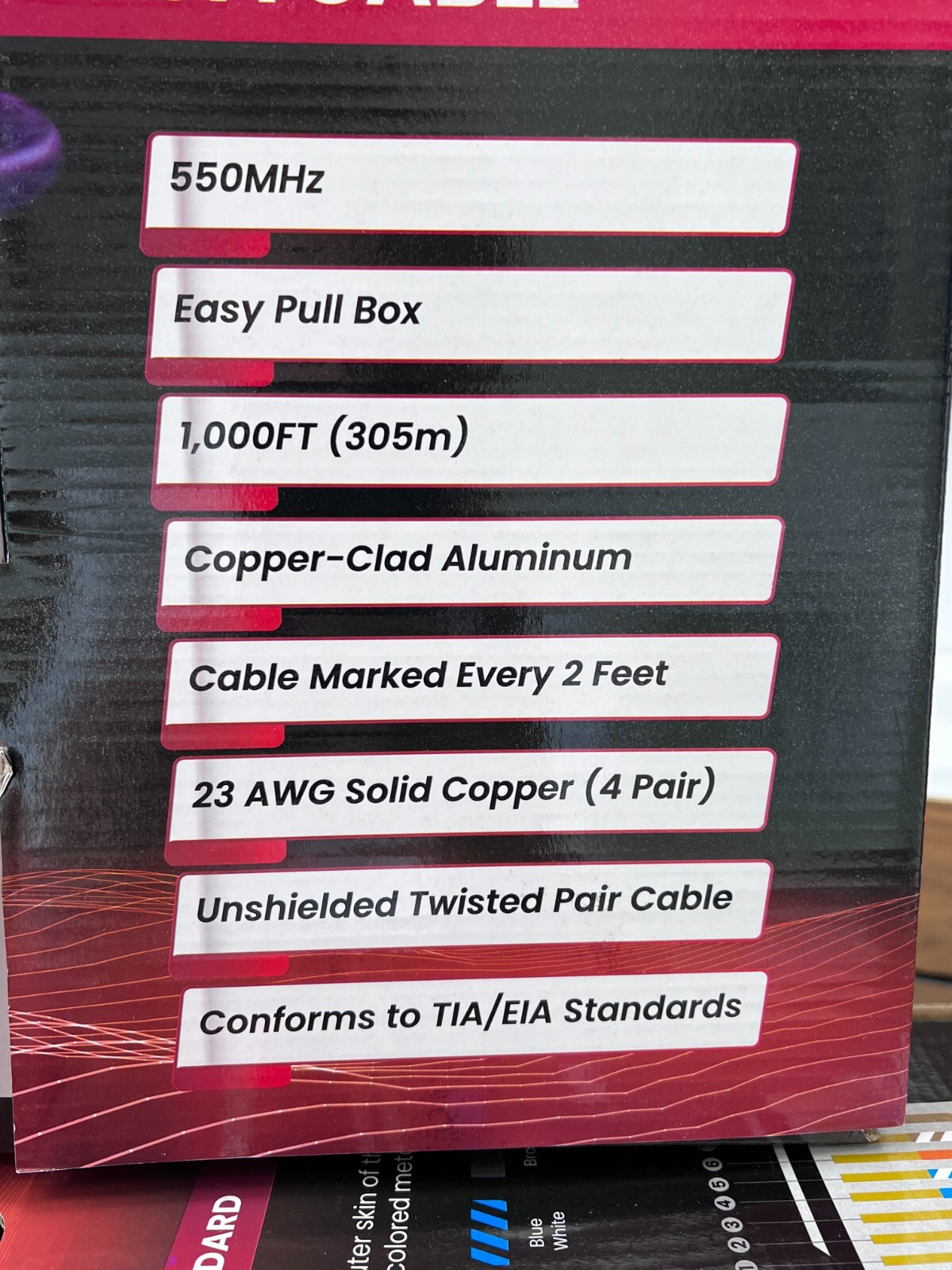 AvesView CAT6E Indoor 1000ft Ethernet Cable UTP (CCA) 23AWG 550MHz – Lot of 6
