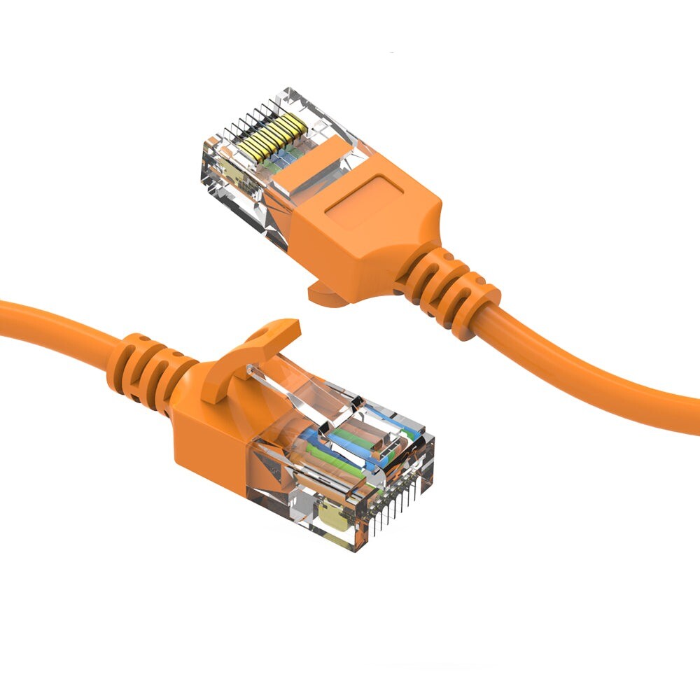 7Ft CAT6A UTP Slim Ethernet Network Booted Cable 28AWG Orange