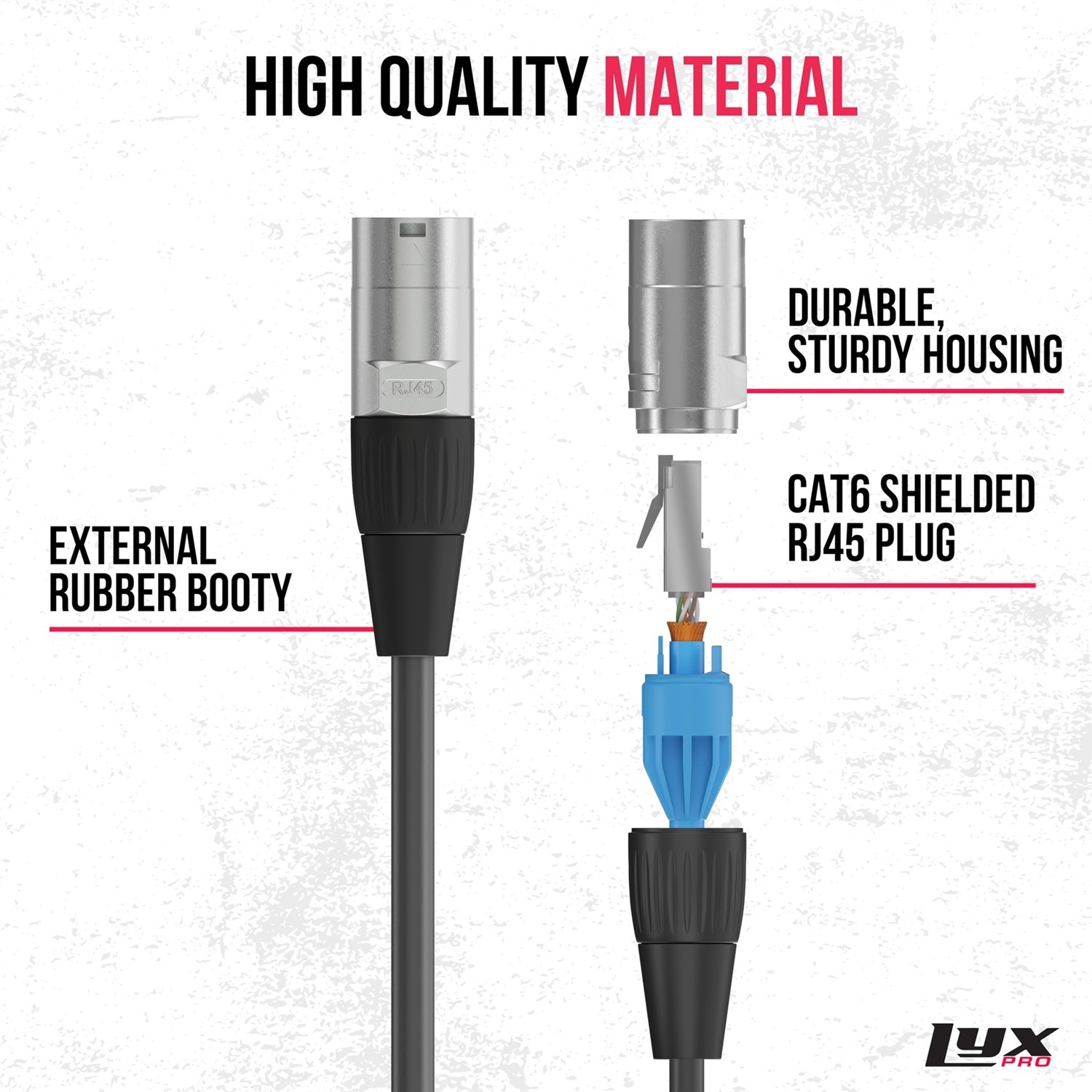 LyxPro 250ft Shielded CAT6 Ethercon RJ45 Cable Pro Audio Lighting Cable, Black