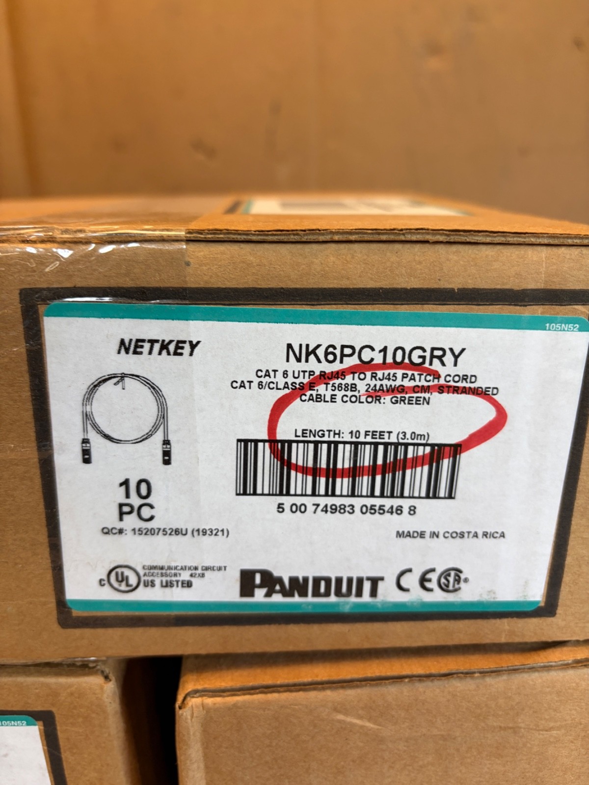 Lot of 5 10PC Panduit NetKey NK6PC10BUY GRY Cat 6 UTP RJ45 10′ Green Patch Cords