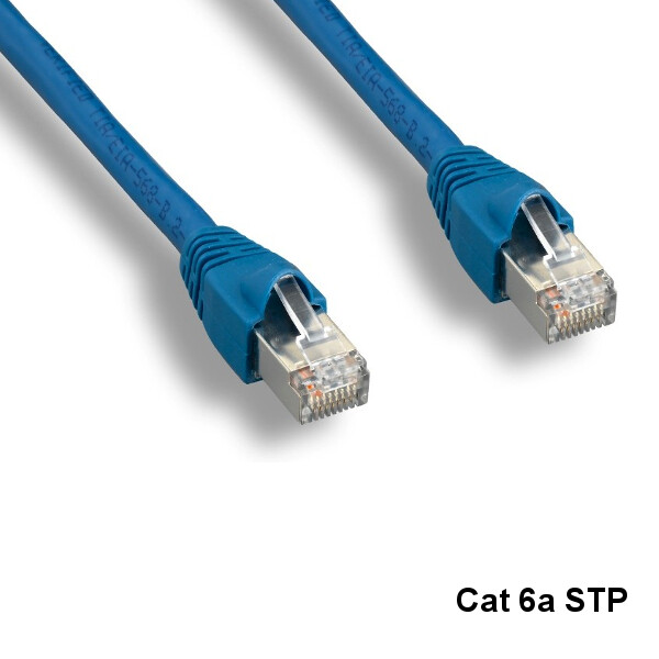 Kentek Blue 7ft Cat6A STP Cable 10Gbps 24AWG 600MHz RJ45 100% Pure Copper Wire