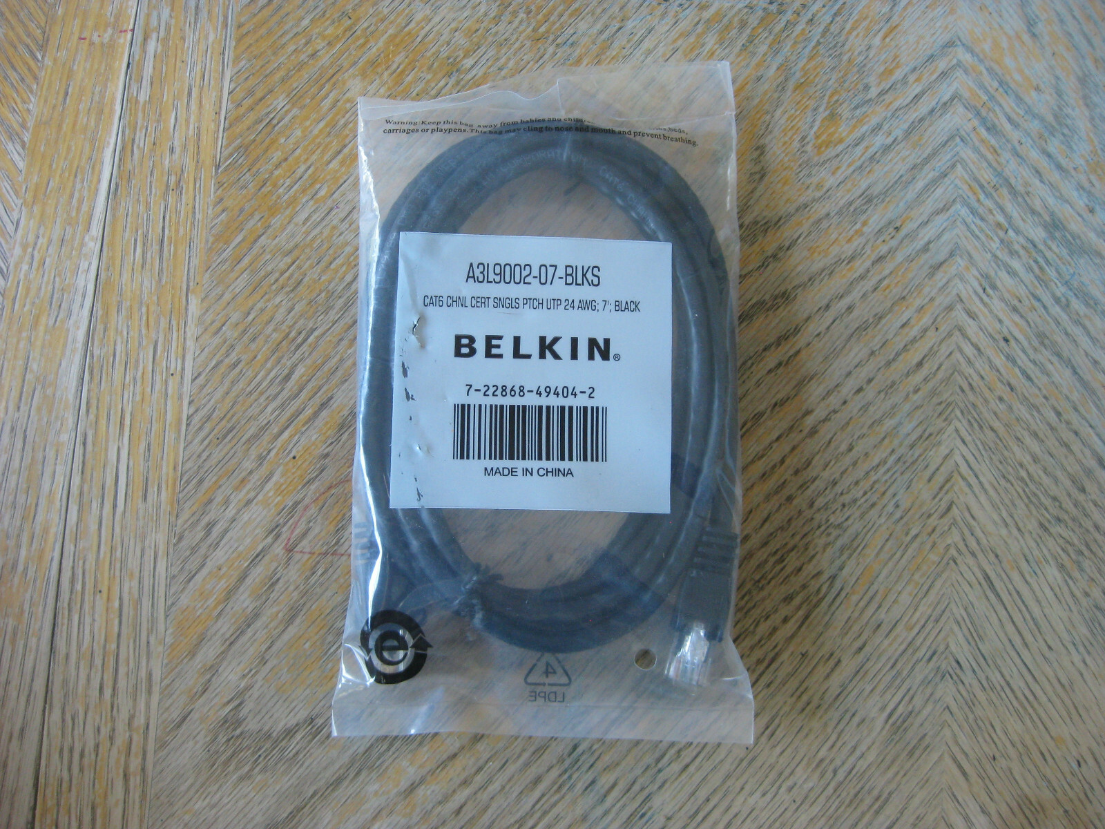 Belkin CAT6 Networking Cable 7 ft. Black A3L9002-07-BLKS Snagless Ethernet