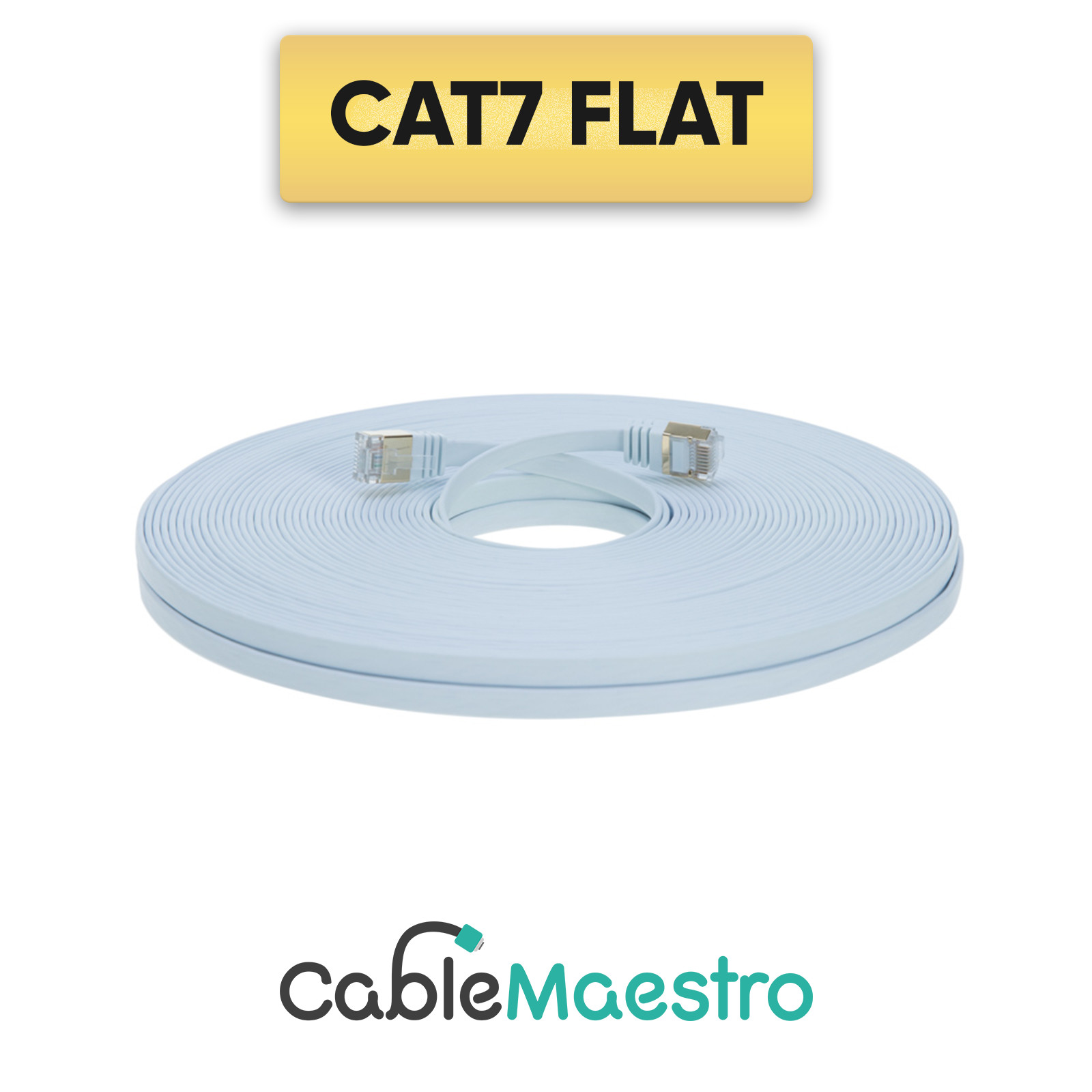 CAT7 Ethernet Cable Patch FLAT LAN Gold Plated U/FTP Shielded RJ45 6-100FT Lot