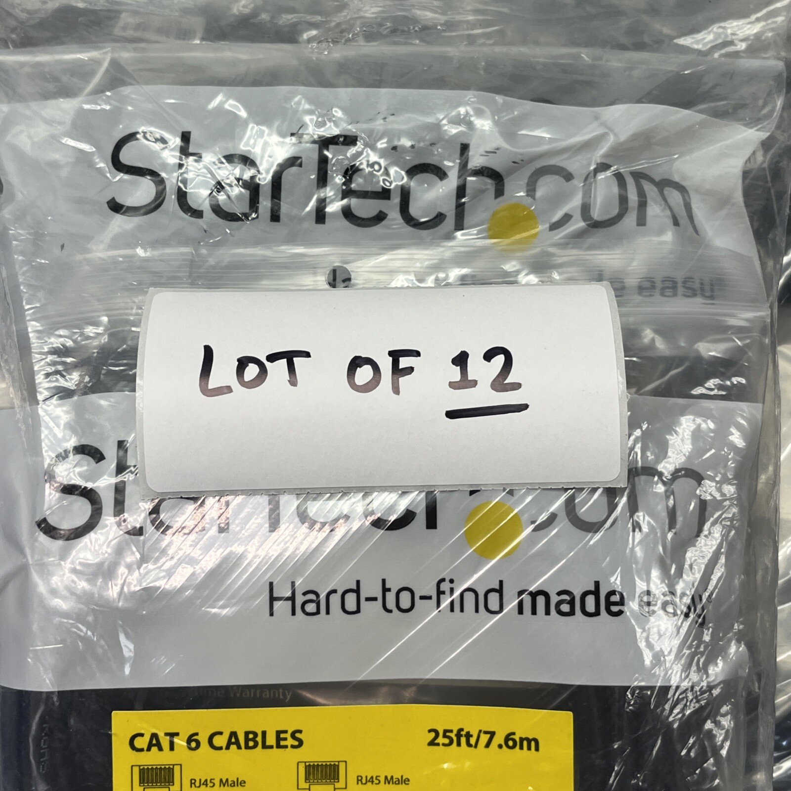 12pk Startech N6PATCH25BK 25FT BLACK CAT 6 CABLE | USA Seller | New