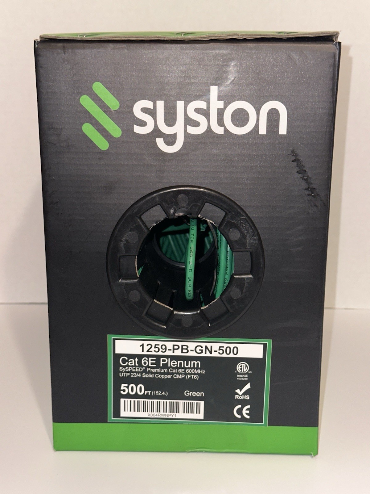 Syston Cat 6e Ethernet Cable 500 ft CMR UTP 23 AWG 600 MHz Bulk Bare Copper Wire