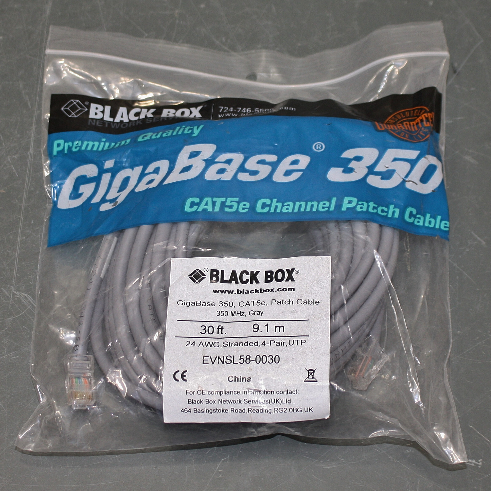 (10) Black Box CAT5e Premium Patch Cable, 30ft Ethernet Cord, Gray, 350 MHz