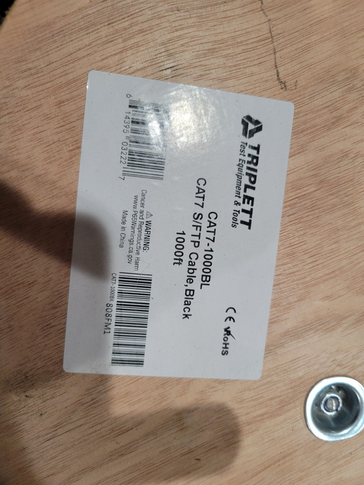 Cat7 PLENUM SHIELDED S/FTP 850Mhz 100% SOLID BARE COPPER 1000FT CABLE in BLACK