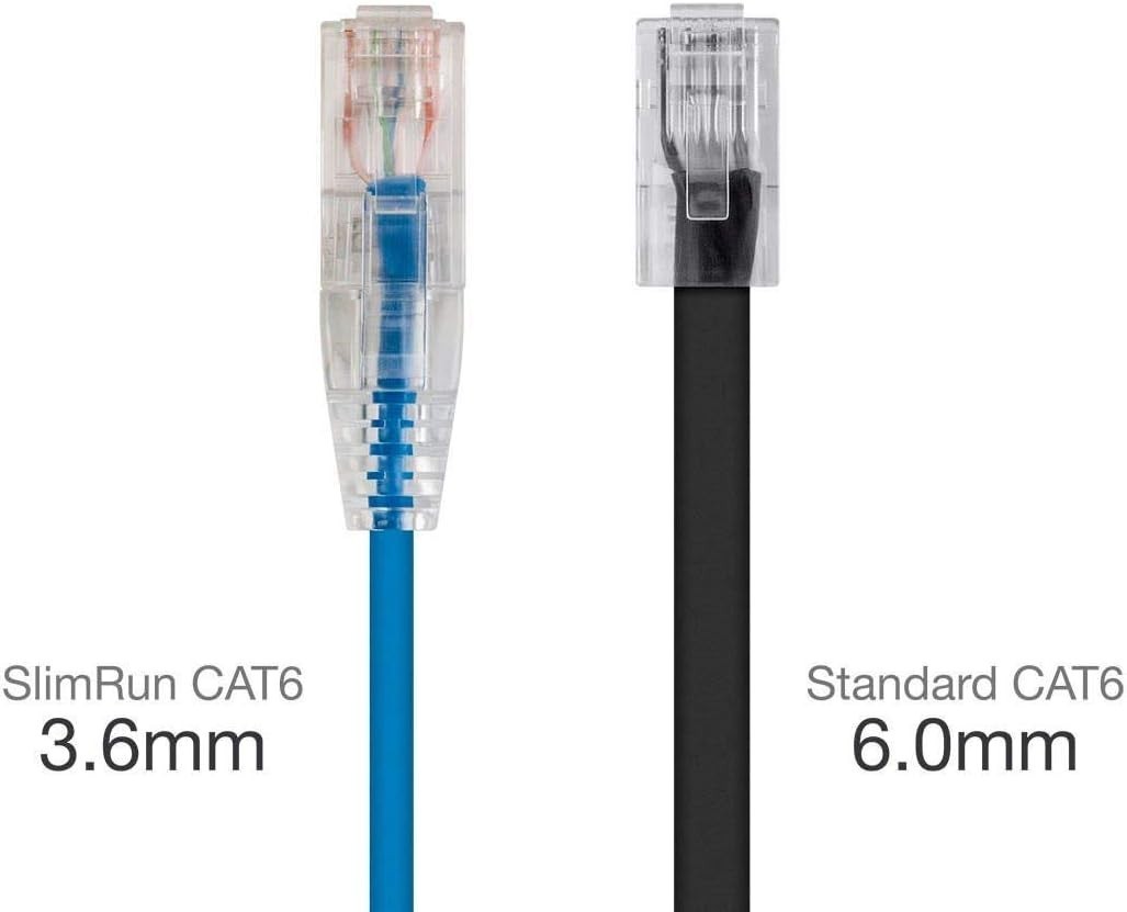 Cat.6A Ethernet Patch Blue & Withe Cable Slim 28AWG Copper RJ-45 LAN Network