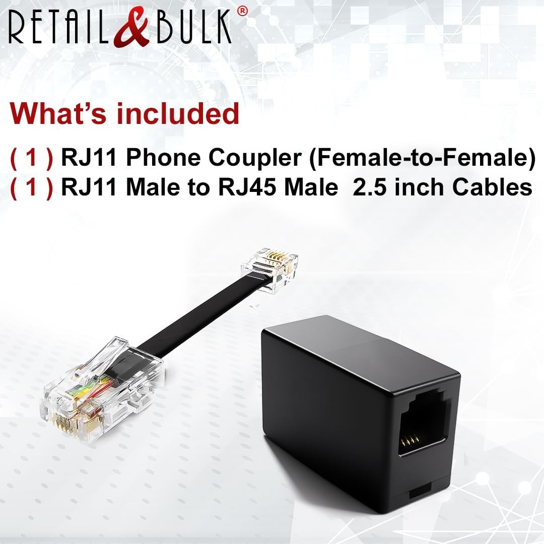 1-Pack RJ11 to RJ45 Adapter Phone Line to Ethernet – RJ11 Female to RJ45 Male…