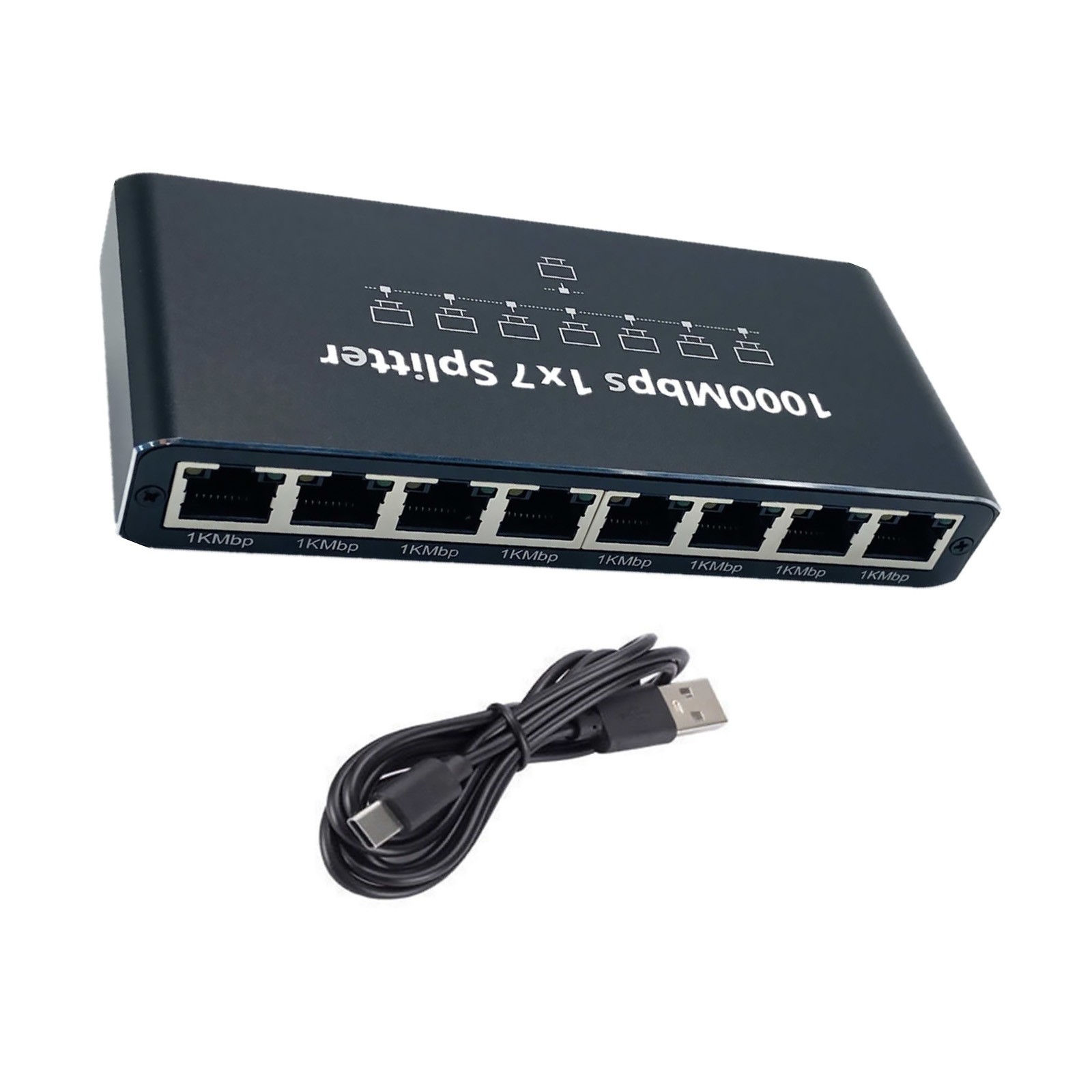 RJ45 1000Mbps Ethernet Splitter 1 to 7 Port LAN Network Switch for PC Mac Router