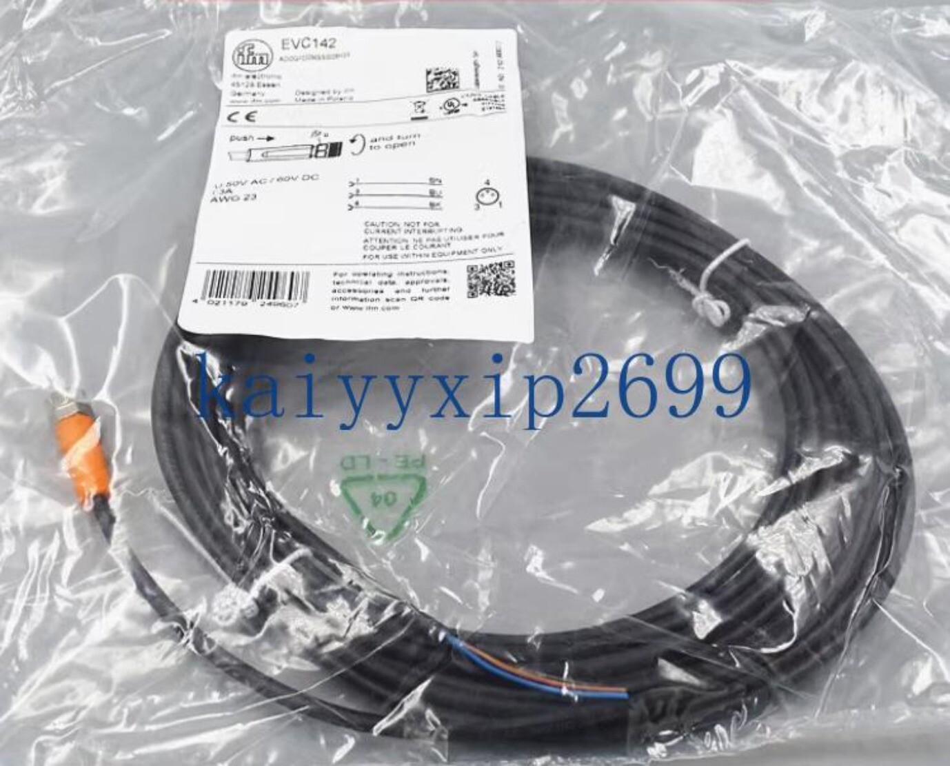 1PCS New IFM M8 connection wire three core straight insertion five meter EVC142