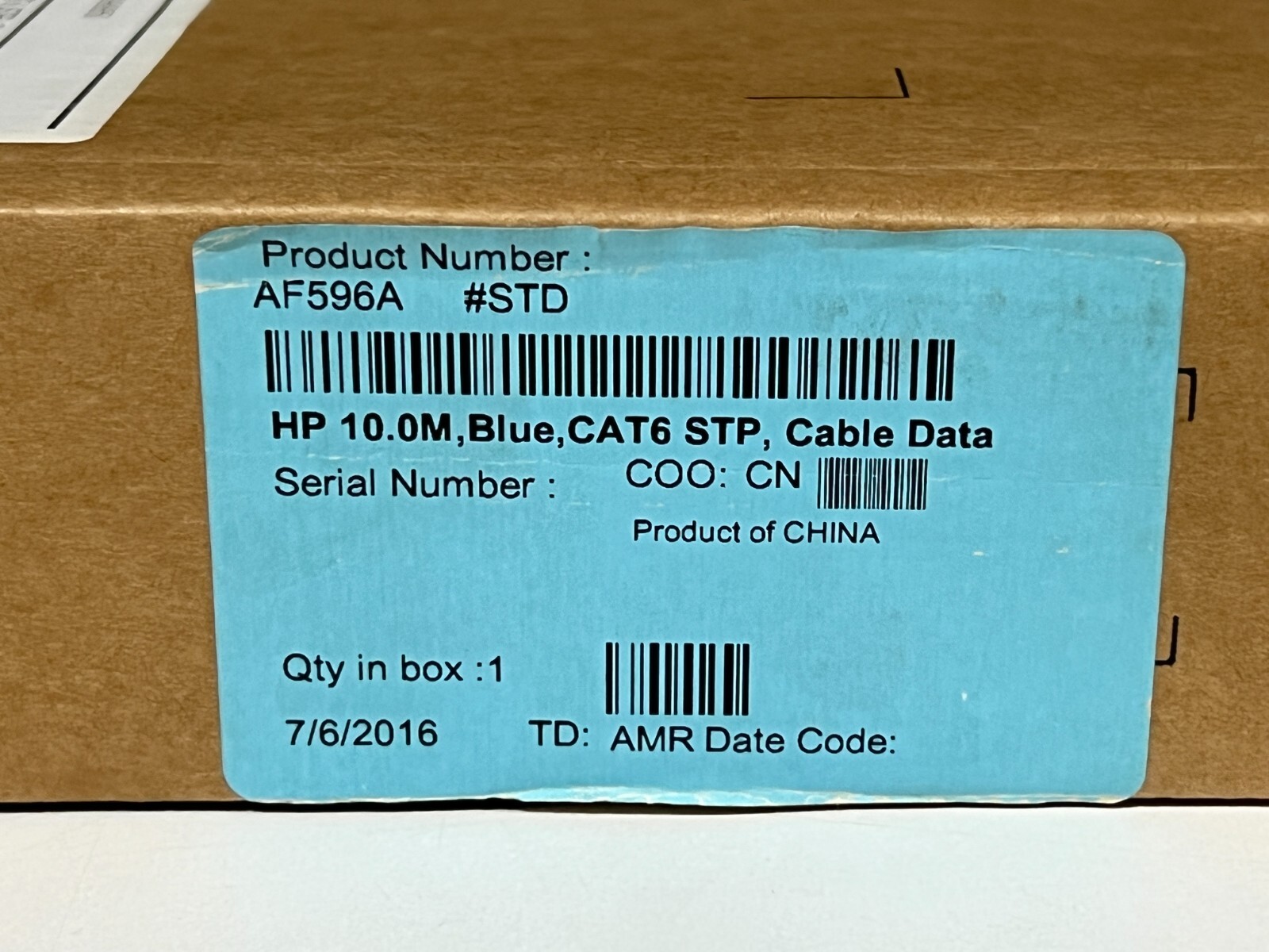 LOT OF 2 Hewlett-Packard AF596A HP 10.0M, Blue, CAT6 STP, Cable Data – Ethernet