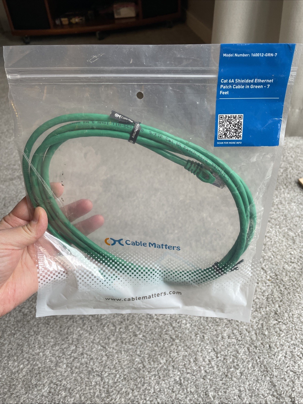 Cat 6A Shielded Ethernet Patch Cable 7 Ft
