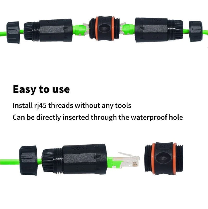 IP68 Waterproof RJ45 Ethernet Outdoor LAN Cable Connector – Cat6
