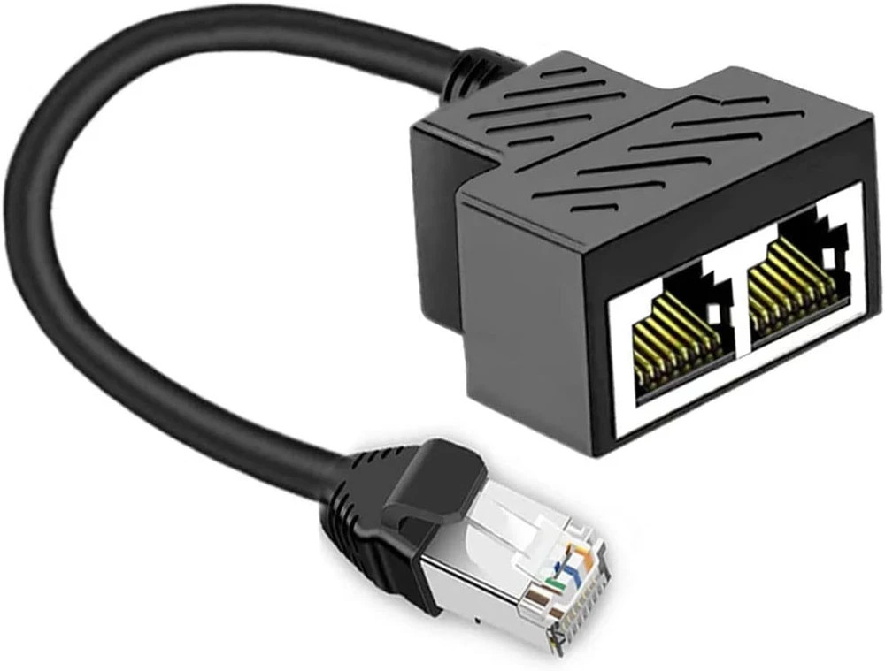 Ethernet Splitter 1 to 2 RJ45 Network Cable Adapter, Note Only Connect One Net
