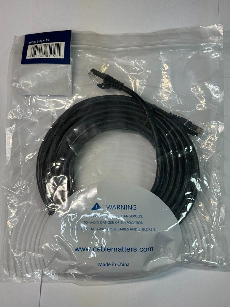 Cable Matters 160012-BLK-25 Cat6a 550Mhz Snagless Shielded (SSTP/SFTP) 10Gbps