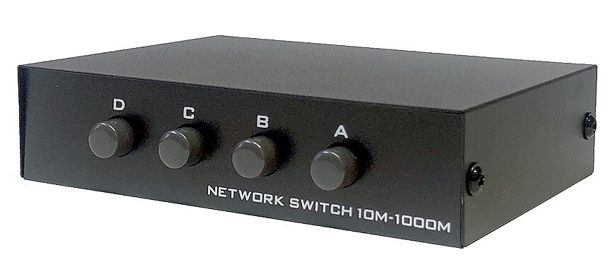 4-Port Ethernet RJ45 Data Switch With Rotary Dial Support 1000 Mbps