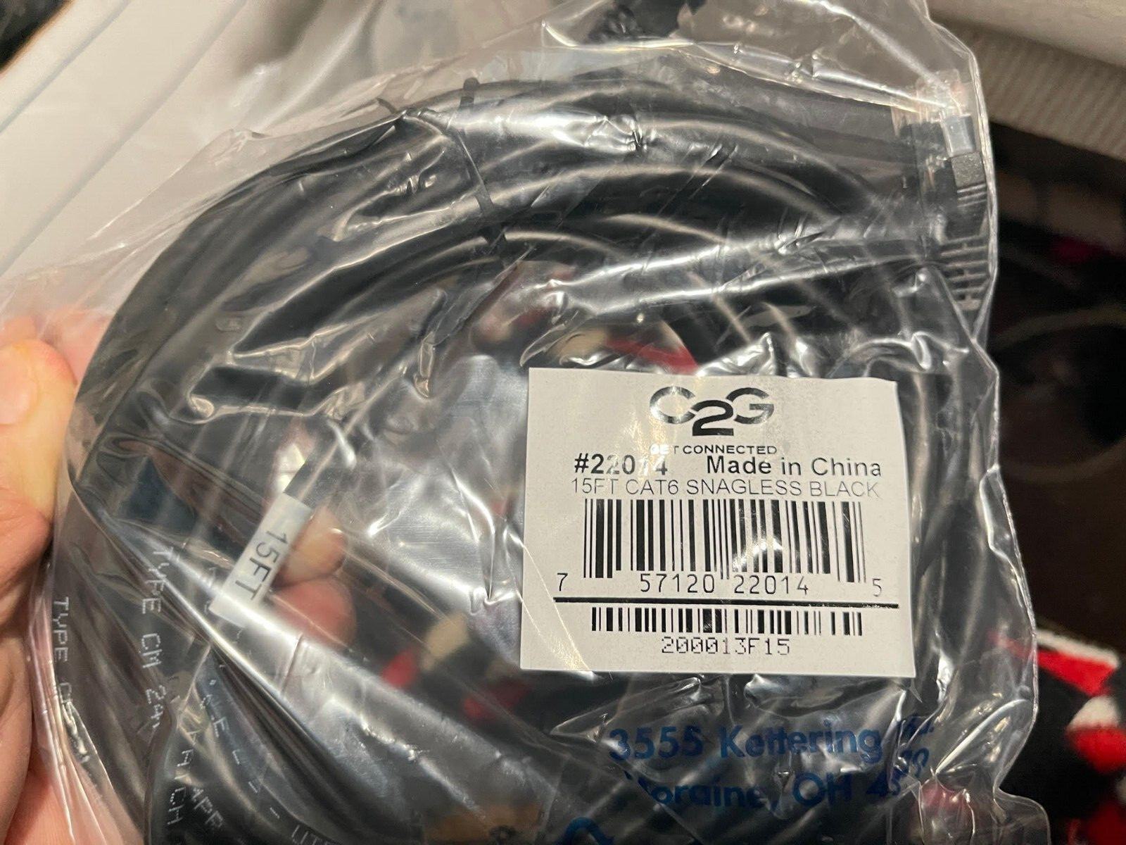 C2G 22014 15 ft Cat6 Snagless UTP Unshielded Network Patch Cable Black 15ft(Z12)