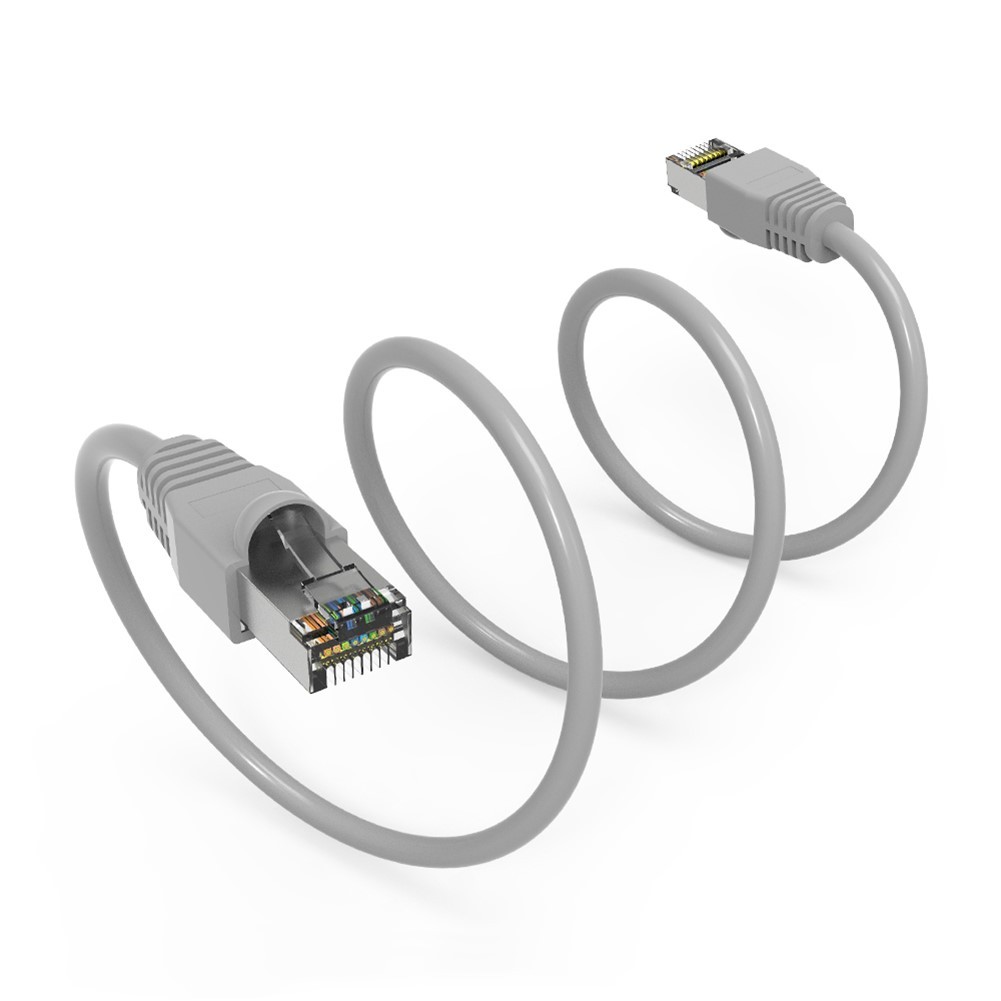 1FT – 25FT Cat6A RJ45 Network LAN Ethernet Shielded Cable SSTP Copper 26AWG Gray