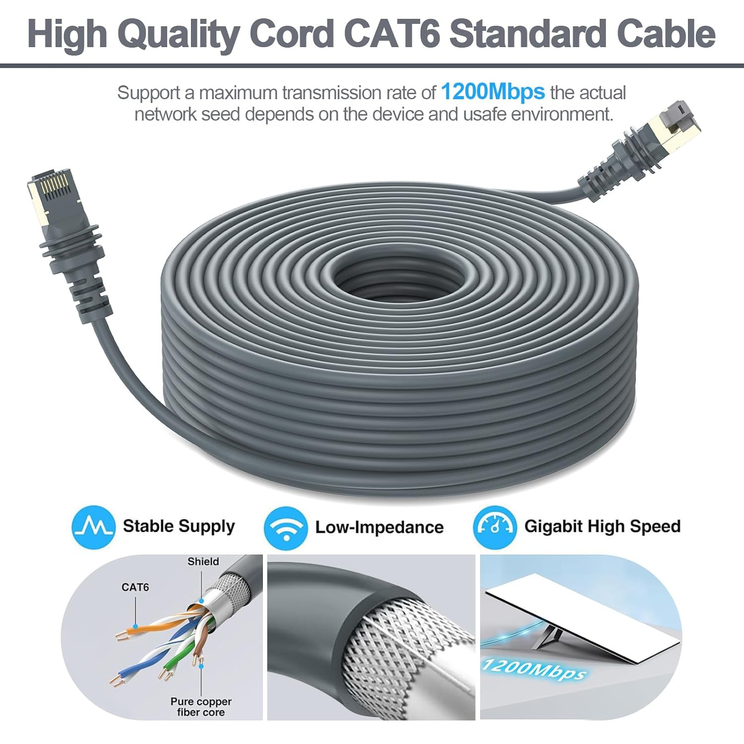 Starlink Cable，6Ft/1.9M Starlink Gen 3 Cable for Replacement Starlink Cable Rout