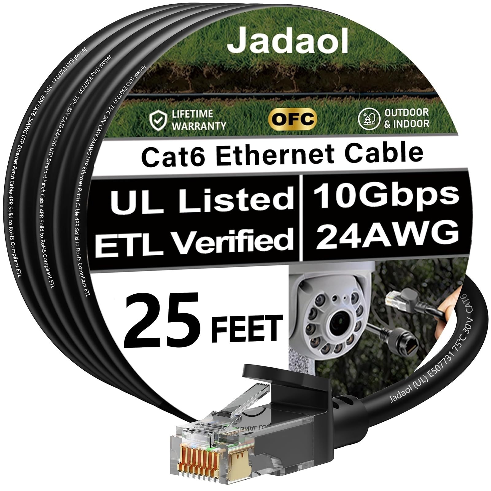 Jadaol Cat6 Ethernet Cable 15FT, 10Gbps Flat Network Cable, White