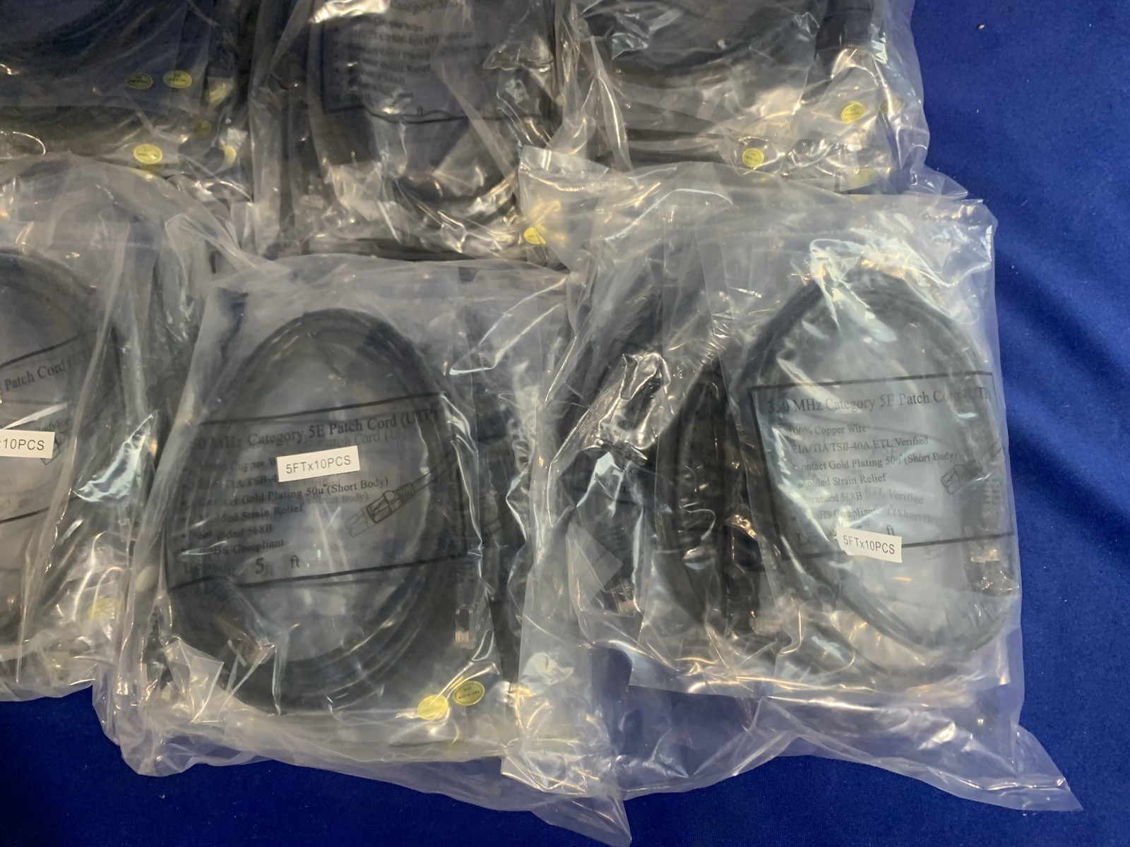 5 Foot Ethernet Network Cable Cat5e Patch Cord LAN – Pack of 10 x15 – New Sealed