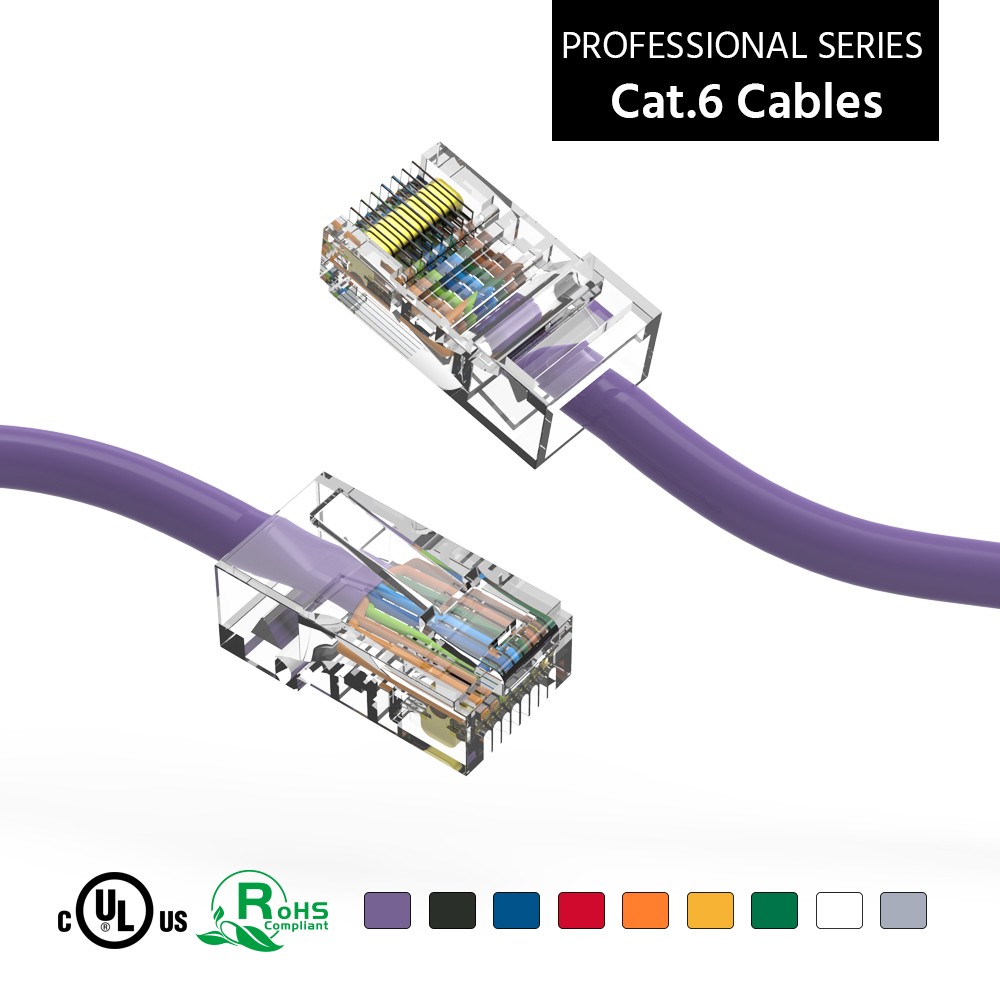 20 Pack of 1.5Ft CAT6 UTP Ethernet Network Non Booted Cable Purple