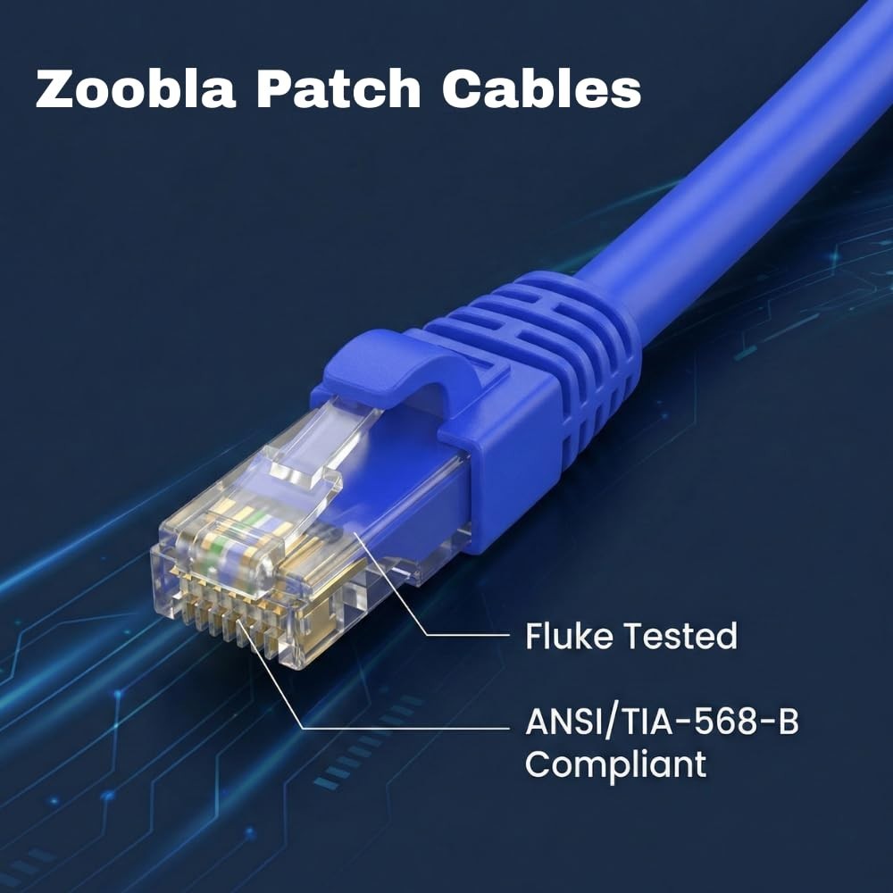 Cat5e UTP Ethernet Patch Cable, LAN Cable, RJ-45 Connectors, 1000Mbps,10 Feet
