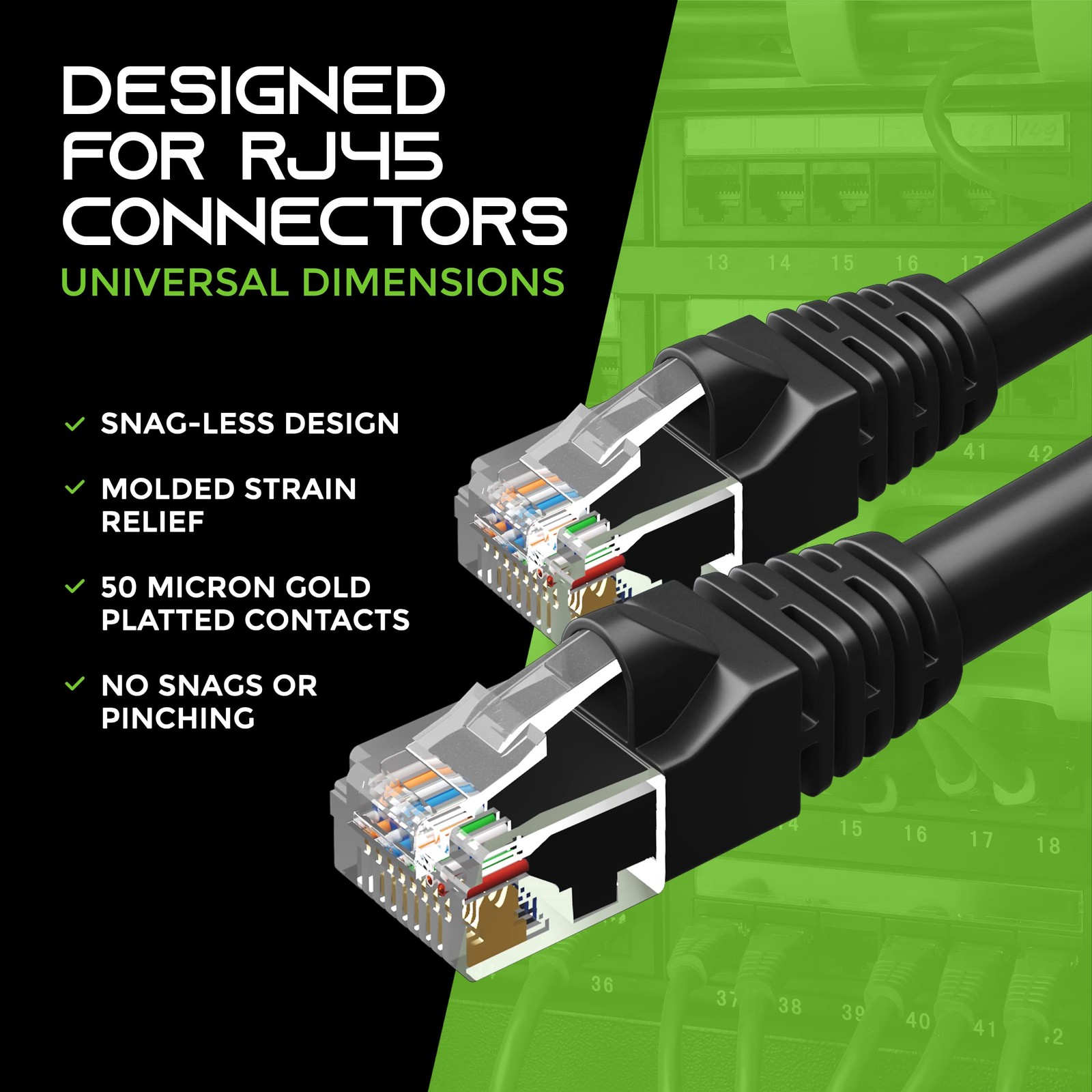 10 PCS Cat5e Ethernet Patch Cable 10 Feet Snagless RJ45 LAN Network Black