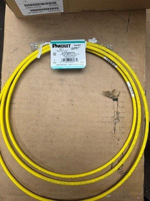 7 ft Panduit UTP28X7YL 28 AWG Copper Cat 6A UTP Patch Cord Yellow