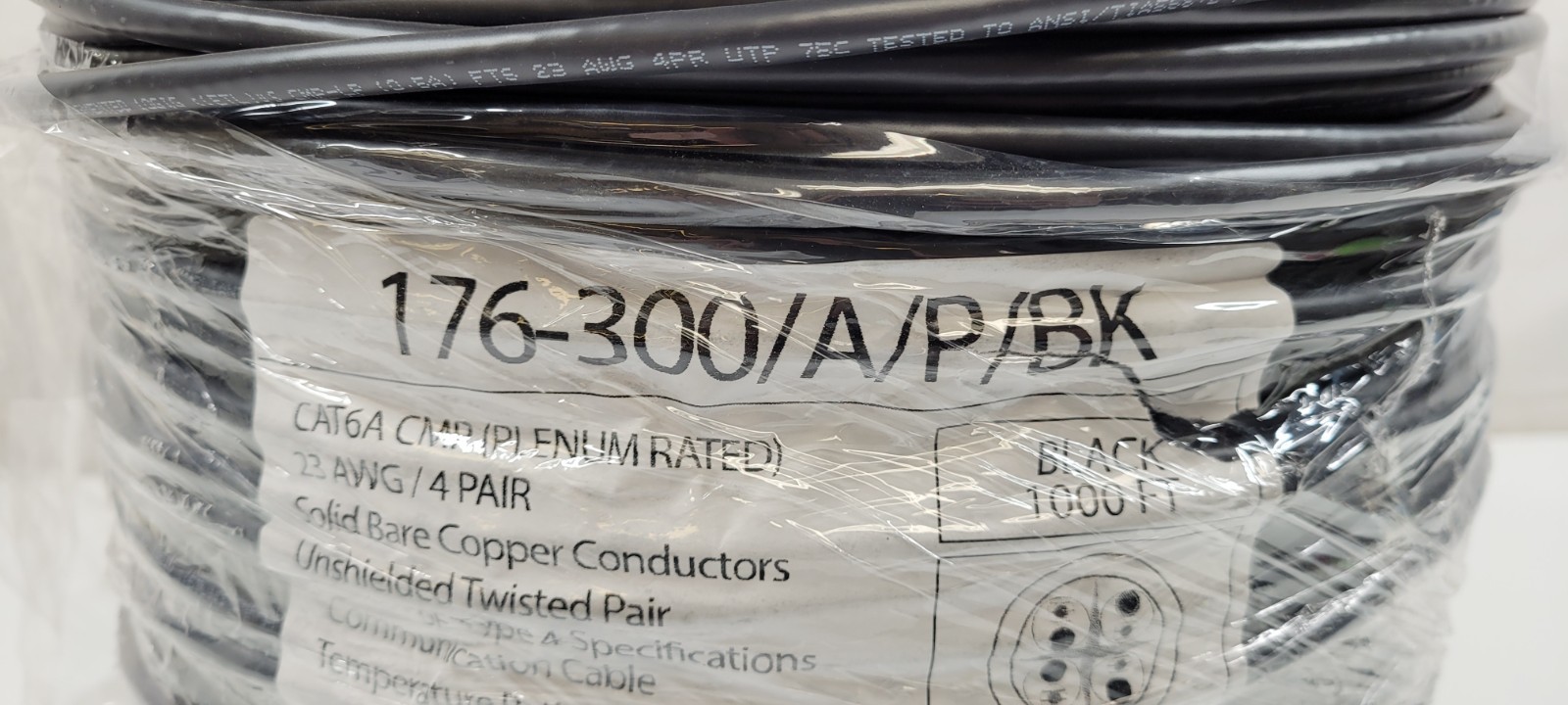 Vertical Cable CAT6A UTP, CMP, 23AWG, Solid, 550MHz, Made in USA – 1000ft