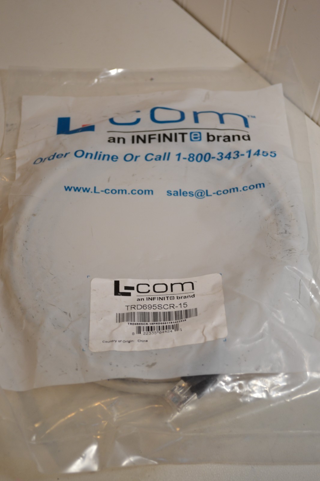 L-Com Shielded Cat 6 Cable, Gray 15.0 ft RJ45 / RJ45 PVC Jacket TRD695SCR-15